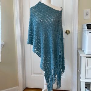 EUC Montage blue grey crochet type poncho shawl from Nordstrom